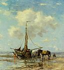 Johan Frederik Cornelis Scherrewitz Canvas Paintings - Shellfishers at Low Tide